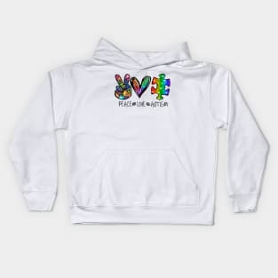 Peace Love Autism Awareness Kids Hoodie